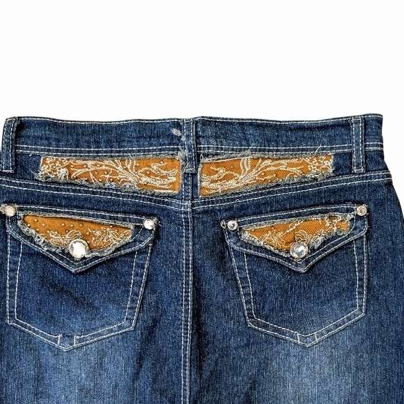 Modest Dark Wash Denim Pencil Skirt, Medium - Picture 3 of 4